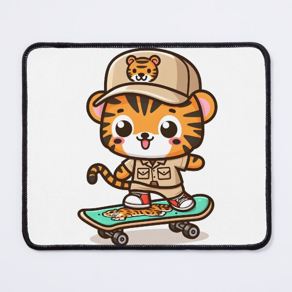 Item preview, Kawaii Zookeeper Skateboarding With A Cool Tiger On A Tiger Print Skateboard designed and sold by CanvasCutie.