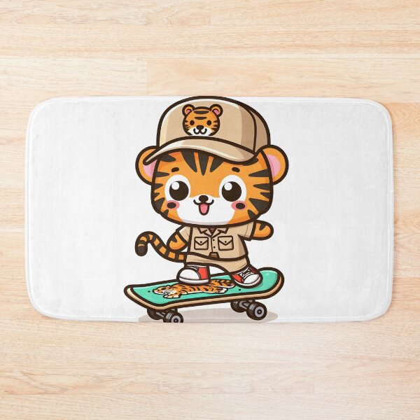 Item preview, Kawaii Zookeeper Skateboarding With A Cool Tiger On A Tiger Print Skateboard designed and sold by CanvasCutie.