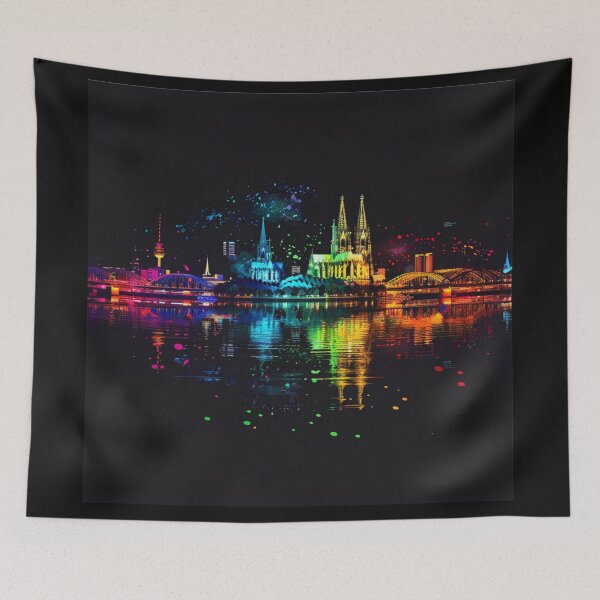 Item preview, Skyline City Cologne neon black yellow red blue orange colorful designed and sold by G-M-Designs.