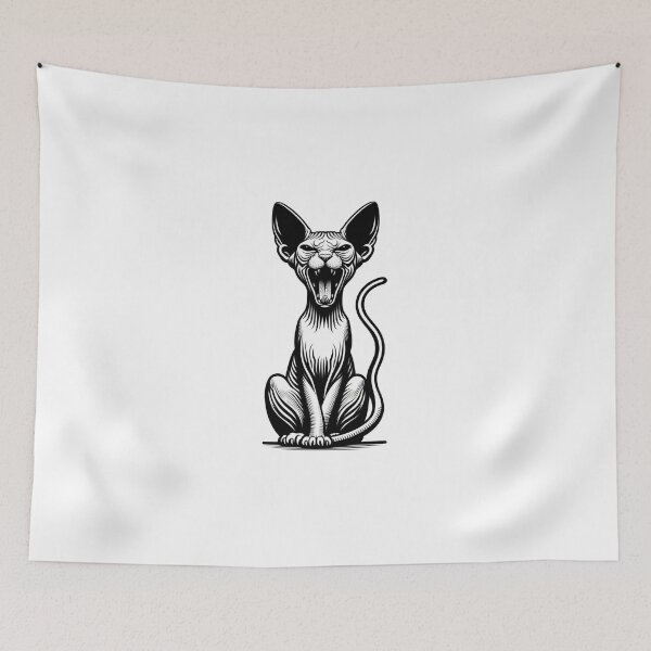 Item preview, The cartoonish sphynx cat is yawning and meowing designed and sold by Svetlana Kalaturskaia.