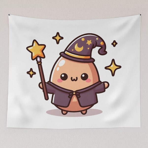 Item preview, Kawaii Egg Holding A Magic Wand Wearing A Wizard Robe designed and sold by CanvasCutie.