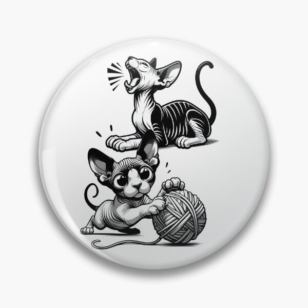 Item preview, The cartoonish sphynx cat is playing with a ball of yarn and meowing designed and sold by Svetlana Kalaturskaia.