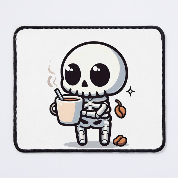 Item preview, Kawaii Chipper Skeleton With Cup Of Coffee designed and sold by CanvasCutie.