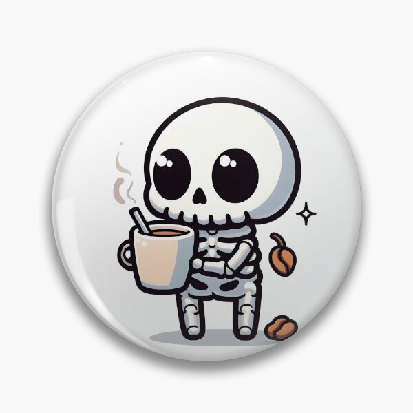 Item preview, Kawaii Chipper Skeleton With Cup Of Coffee designed and sold by CanvasCutie.