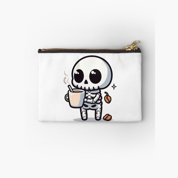 Item preview, Kawaii Chipper Skeleton With Cup Of Coffee designed and sold by CanvasCutie.