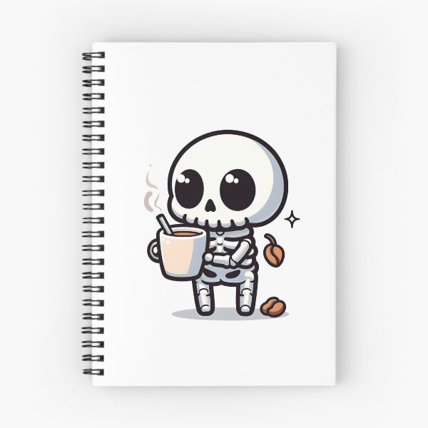 Item preview, Kawaii Chipper Skeleton With Cup Of Coffee designed and sold by CanvasCutie.