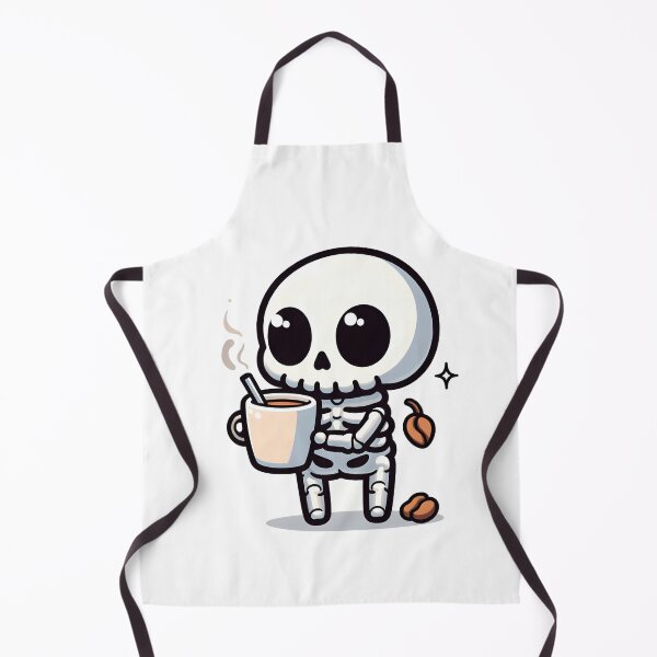Item preview, Kawaii Chipper Skeleton With Cup Of Coffee designed and sold by CanvasCutie.