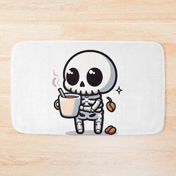 Item preview, Kawaii Chipper Skeleton With Cup Of Coffee designed and sold by CanvasCutie.