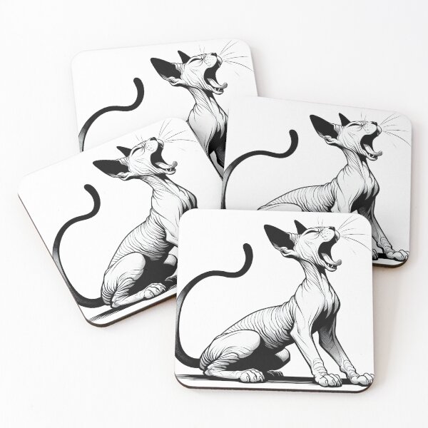 Item preview, The cartoonish sphynx cat is yawning designed and sold by Svetlana Kalaturskaia.