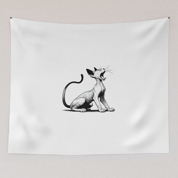 Item preview, The cartoonish sphynx cat is yawning designed and sold by Svetlana Kalaturskaia.