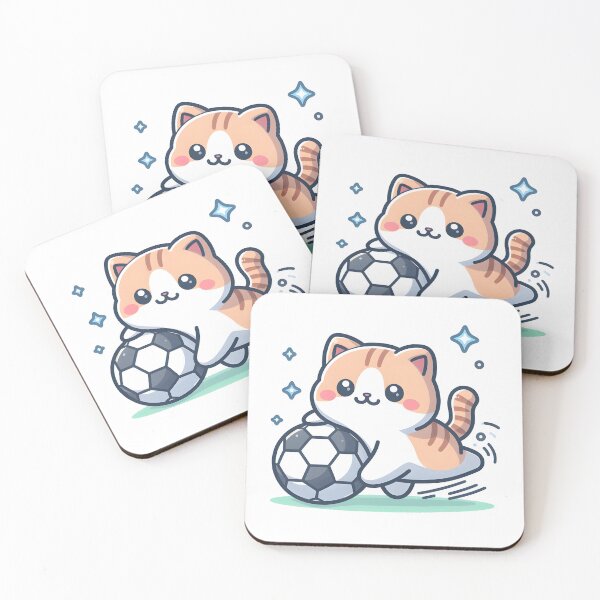 Item preview, Kawaii Cat With Soccer Ball designed and sold by CanvasCutie.