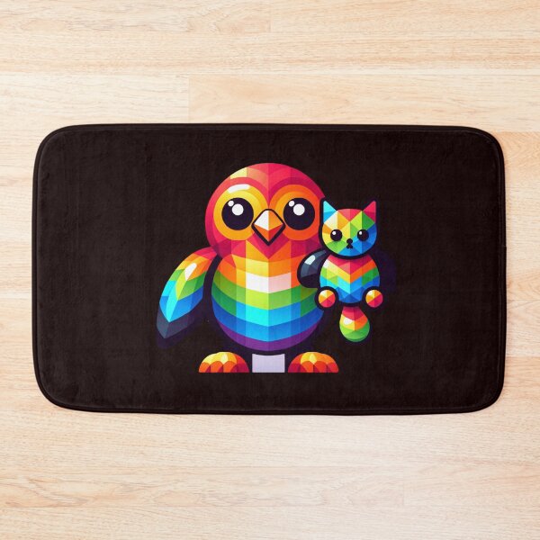 Item preview, geometric cat and bird designed and sold by seahorse crossing.