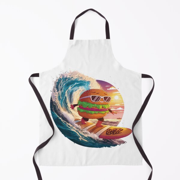 Item preview, a kawaii burger character surfing a massive wave designed and sold by brokenpones.