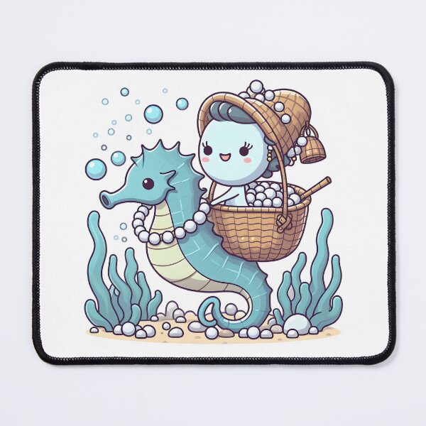 Item preview, Kawaii Underwater Basket Weaver With Pearl Necklace designed and sold by CanvasCutie.