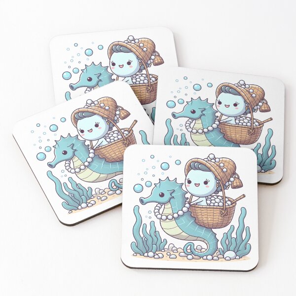 Item preview, Kawaii Underwater Basket Weaver With Pearl Necklace designed and sold by CanvasCutie.