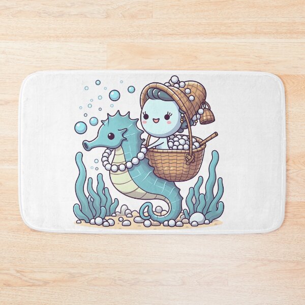 Aperçu de l'œuvre Tisserand de paniers sous-marins Kawaii avec collier de perles créée et vendue par CanvasCutie.