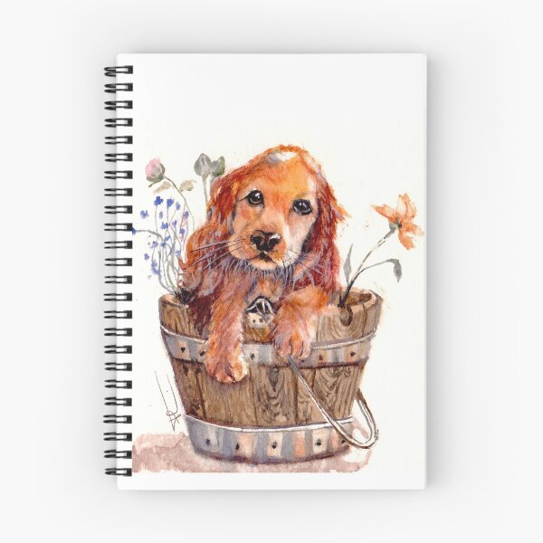 Item preview, Watercolor, little dog in bucket and its flowers designed and sold by Art-Flucie.