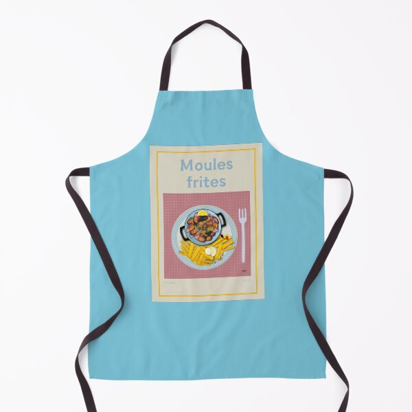 Item preview, MOULES FRITES Illustration with a bowl of mussels, French fries and mayonnaise designed and sold by Posteria.