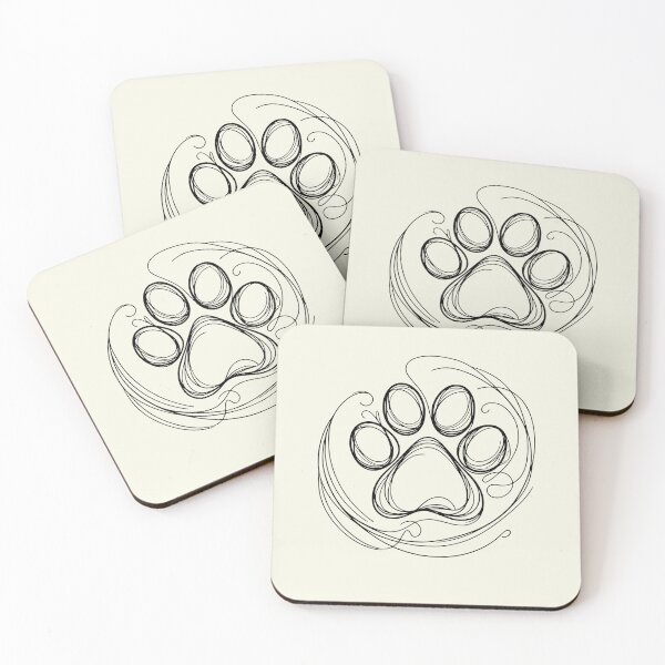 Item preview, Copy of Cute dog paw print mono line pet footprint minimal design, paw print master, White paw print, minimal style, pet lovers, animal lovers, dog lovers designed and sold by Collagedream.