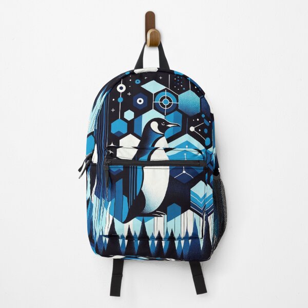 Item preview, Deep Blue Penguin In Winter Antarctic Forest With Geometry Sky Cool Patterns designed and sold by PenguinForests.