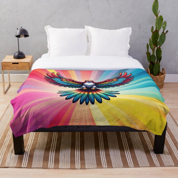 Item preview, Mythical Fabulous Thunder Bird on Rainbow Starburst Background designed and sold by LuxindaSwirl.