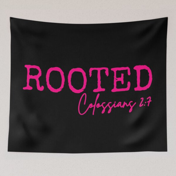 Item preview, Rooted in Jesus, Colossians 2:7, pink design.  designed and sold by MoriaStore.