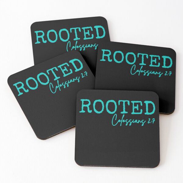 Item preview, Rooted in Jesus, Colossians 2:7, sky blue design.  designed and sold by MoriaStore.