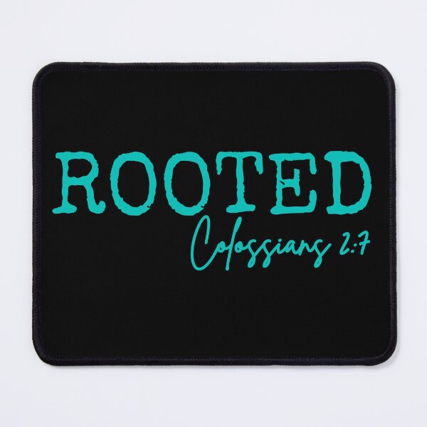 Item preview, Rooted in Jesus, Colossians 2:7, sky blue design.  designed and sold by MoriaStore.