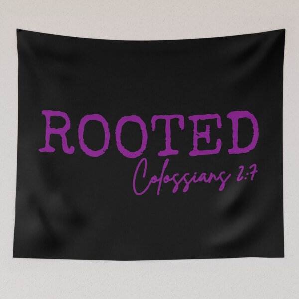 Item preview, Rooted in Jesus, Colossians 2:7, purple design.  designed and sold by MoriaStore.