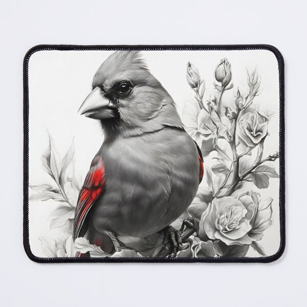 Item preview, Black and White Cardinal Pencil Drawing designed and sold by Pencil-Art.