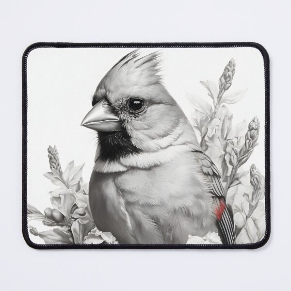 Item preview, Black and White Cardinal Pencil Drawing designed and sold by Pencil-Art.