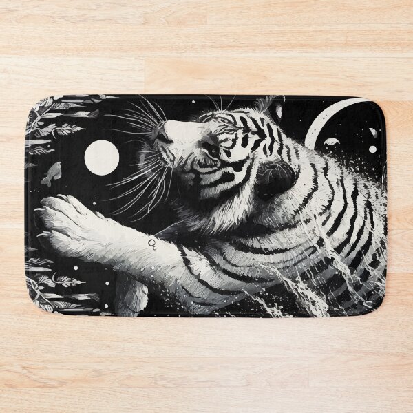 Item preview, Monochromatic Tiger Diving Underwater At Night designed and sold by TomFrontierArt.