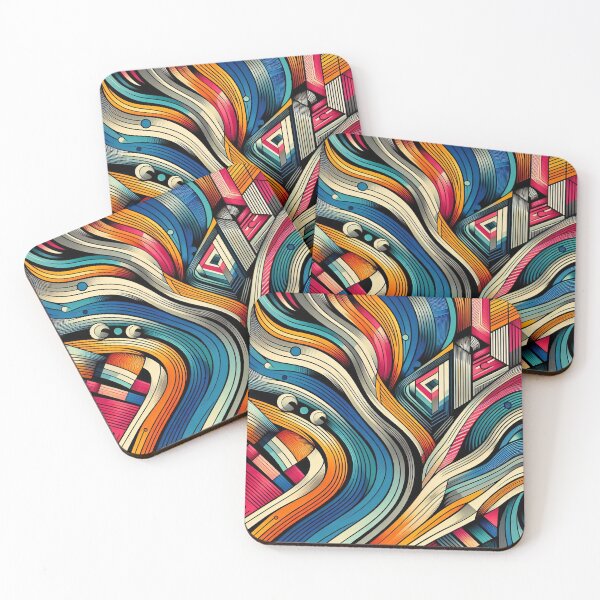 Item preview, Geometric Ebb and Flow Abstract Stripes and Curves designed and sold by ArtComixHaven.