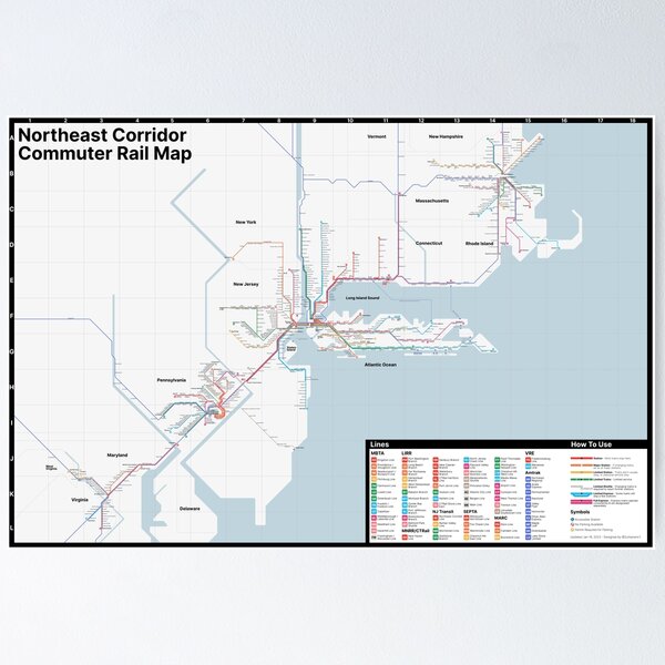 Light - Northeast Corridor Commuter Rail Map Poster