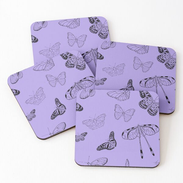 Item preview, Black and White Butterfly Pattern (Lavender Background) designed and sold by Lampblack and Bone.