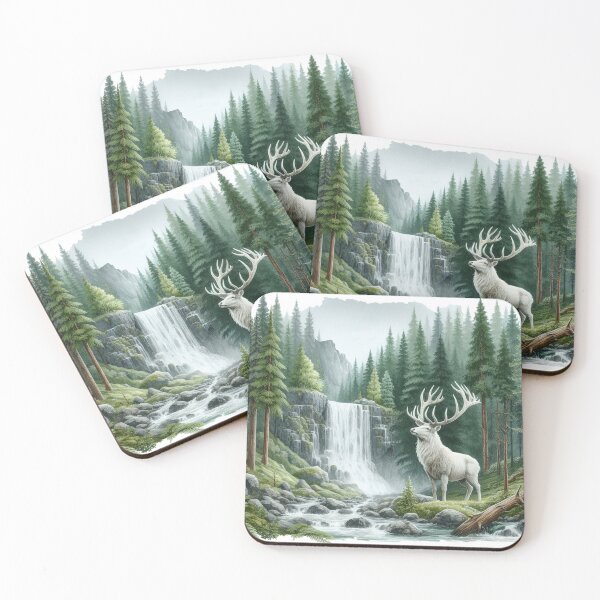 Item preview, Mighty White Deer - Majestic Wildlife Art Print designed and sold by lloreleya.