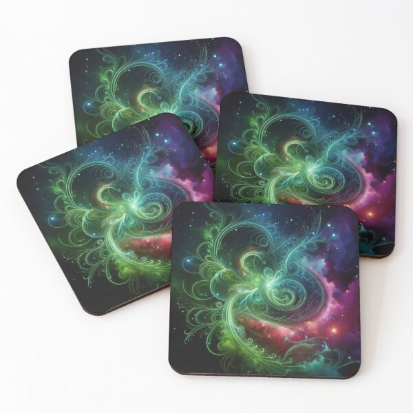 Item preview, Galactic Flourish A Dance of Nebulous Green Spirals designed and sold by ArtComixHaven.