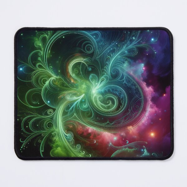 Item preview, Galactic Flourish A Dance of Nebulous Green Spirals designed and sold by ArtComixHaven.
