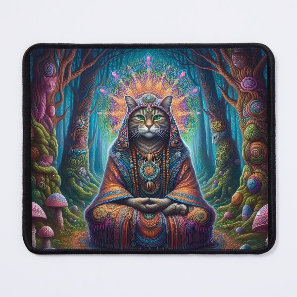 Item preview, Psychedelic Cat in Shamanic Forest designed and sold by Kondi-Art.