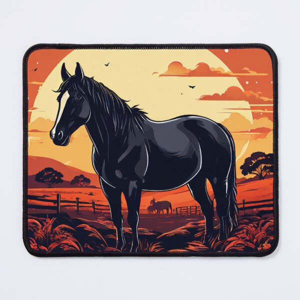 Item preview, Majestic Black Horse at Sunrise designed and sold by Eandbeyond.