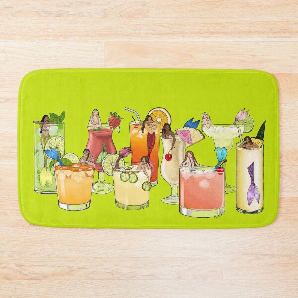 Item preview, Tropical Cocktail Mermaid Illustrations designed and sold by Elizabeth Weglein.