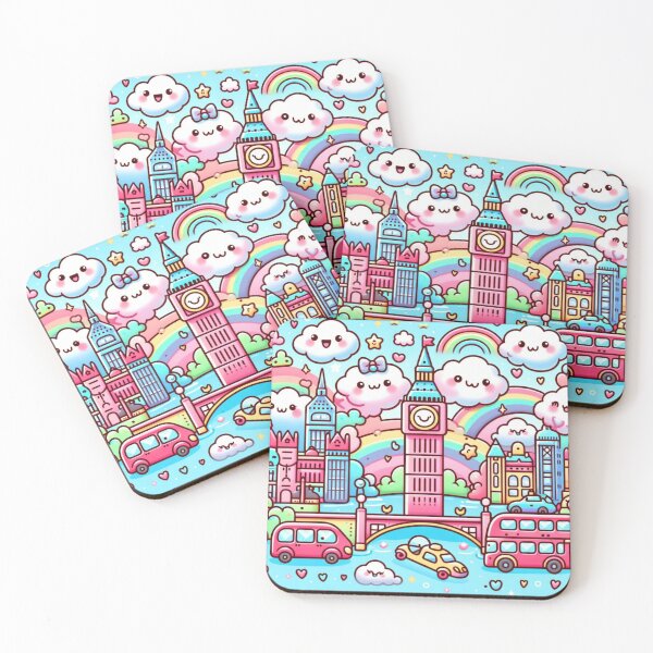 Item preview, Cute cartoon London iconic red bus double decker, River Thames, Big Ben designed and sold by Coolparrotgirl.