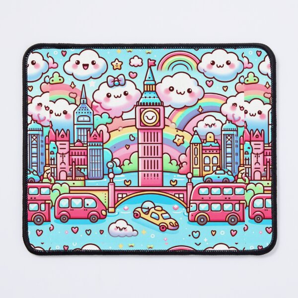 Item preview, Cute cartoon London iconic red bus double decker, River Thames, Big Ben designed and sold by Coolparrotgirl.