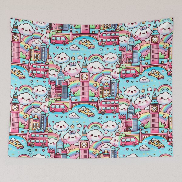 Item preview, Cute cartoon London iconic red bus double decker, River Thames, Big Ben designed and sold by Coolparrotgirl.