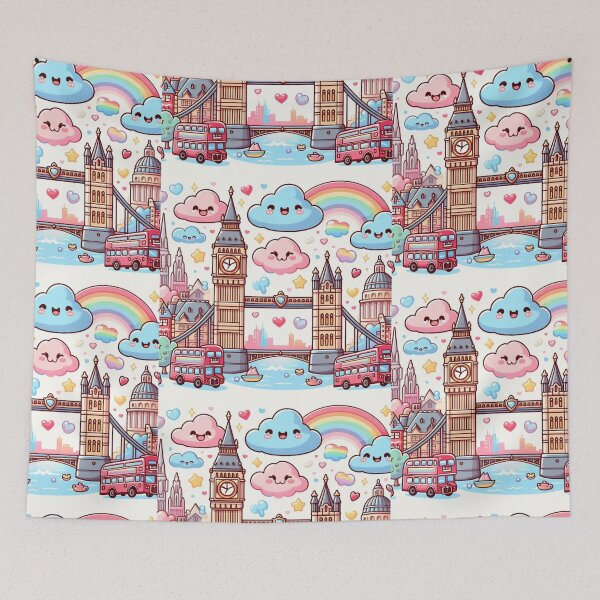 Item preview, Cute cartoon style London with icons big Ben, Tower bridge, St Paul's cathedral designed and sold by Coolparrotgirl.