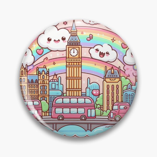 Item preview, Cute cartoon scene of London with iconic buildings, Big Ben, river Thames, London bridge, designed and sold by Coolparrotgirl.