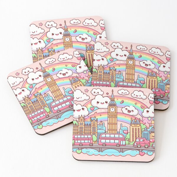 Item preview, Cute cartoon scene of London with iconic buildings, Big Ben, river Thames, London bridge, designed and sold by Coolparrotgirl.