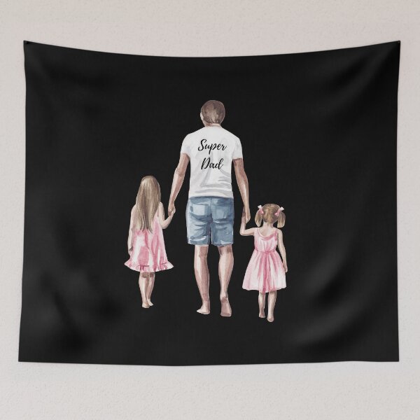 Item preview, Dad With Daughters With Inscription Super Dad designed and sold by M R Design.