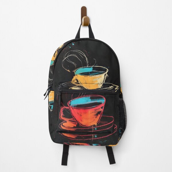 Item preview, Neon Coffee Duo- Whimsical Stacked Cups with Dynamic Swirling Steam AI Generated designed and sold by OlfactoART Studio.