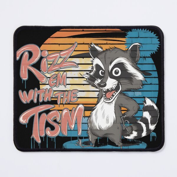 Item preview, Rizz Em With The Tism Retro Vintage raccoon Meme designed and sold by FurRealStudioCo.